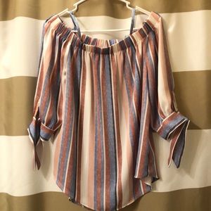 Striped Off the Shoulder Top - NWOT